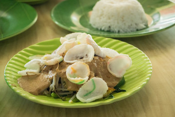 Pecel Rice With Chips Traditional Indonesian food