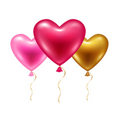 Fototapeta na wymiar Heart balloons set - Valentine's Day love symbol.