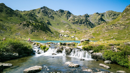 Llacs de Tristaina in Andorra; Pyrenäen - obrazy, fototapety, plakaty