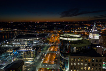 Night aerial photo Cincinnati Ohio USA
