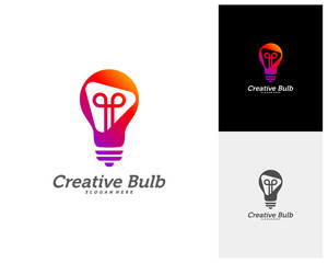 Bulb Creative with Play icon logo concepts, abstract colorful icons, elements and symbols, template - Vector
