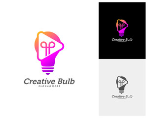 Bulb Creative with Play icon logo concepts, abstract colorful icons, elements and symbols, template - Vector