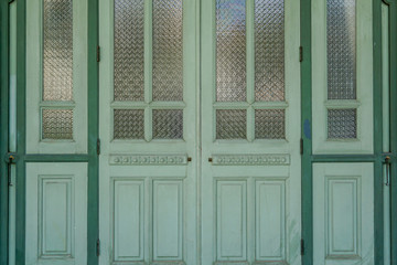 Vintage wooden door with glass