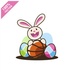 Basketball ball with easter rabbit vector illustration