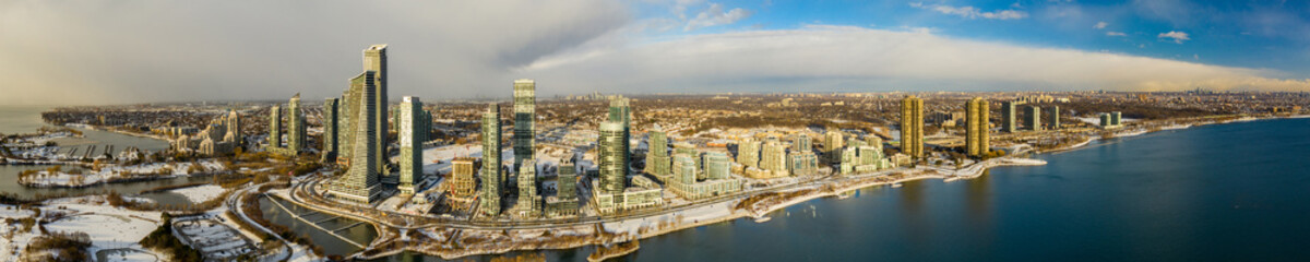 Modern architecture Toronto Canada aerial photo winter