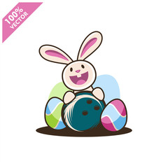 Bowling ball with easter rabbit vector illustration