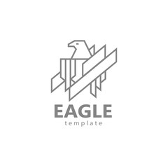 Eagle logo lines style shield emblem vector white background