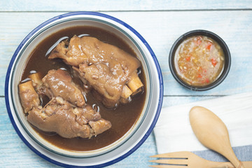 Stewed pork leg or boiled pork leg in bowl