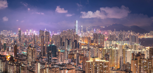 Fototapeta na wymiar Hong Kong City at twilight time view from Peak mountain.