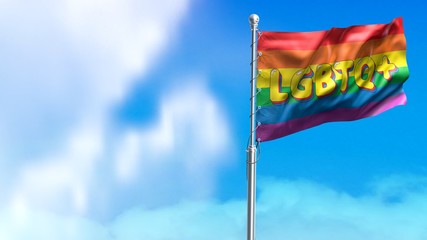 Rainbow flag, symbol of LGBTq pride, gay and lesbian. waving flag 3d render