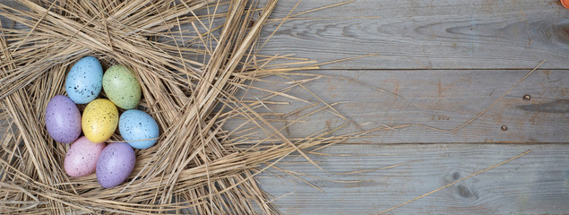 Easter eggs on wooden background