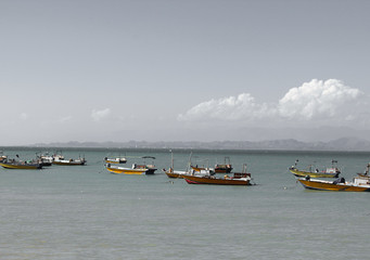 Fototapeta premium colorful boats in the sea