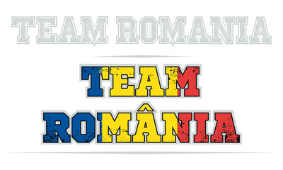 Team Romania words and the Romanian flag with clipping mask