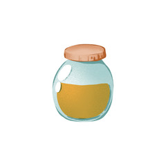 Digital illustration of a cute eco-friendly reusable food storage jar. Print for stickers, paper, fabrics, posters, banners, web design.