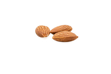 Almond nuts isolated with white background.