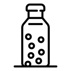 Glass bottle with pills icon. Outline glass bottle with pills vector icon for web design isolated on white background