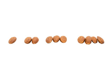 Almond nuts isolated with white background.