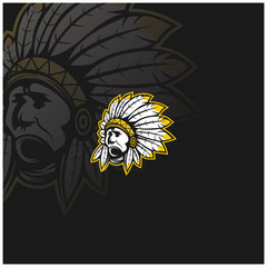 chief indian apache cherokee american head logo vector illustration