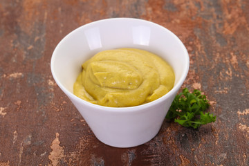 Mustard sauce in the bowl
