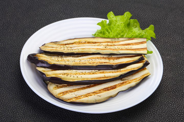 Grilled eggplant in the bowl