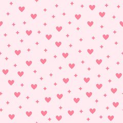 Heart pattern with diamonds. Seamless vector background