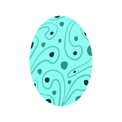 Easter egg with a pattern on isolated white background. Delicate, cute color palette. Happy easter. Greeting card design element and more. Digital hand drawing illustration. Stock vector illustration