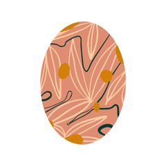 Easter egg with a pattern on isolated white background. Delicate, cute color palette. Happy easter. Greeting card design element and more. Digital hand drawing illustration. Stock vector illustration