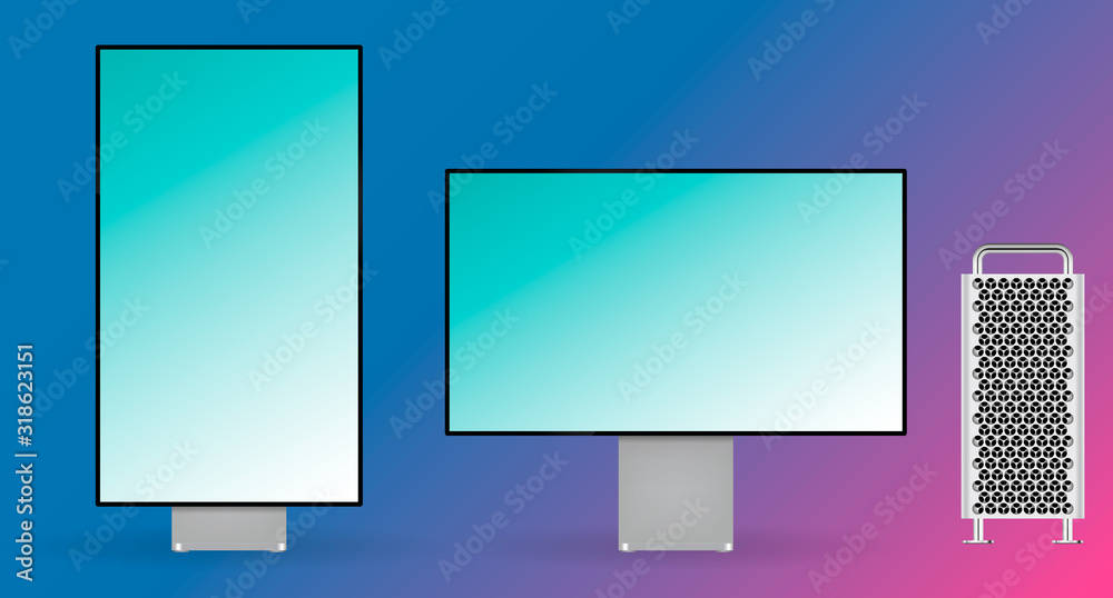 Poster Realistic computer monitor display mock up vector illustration.