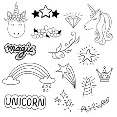 Unicorn Doodle Elements