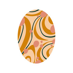 Easter egg with a pattern on isolated white background. Delicate, cute color palette. Happy easter. Greeting card design element and more. Digital hand drawing illustration. Stock vector illustration
