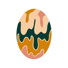 Easter egg with a pattern on isolated white background. Delicate, cute color palette. Happy easter. Greeting card design element and more. Digital hand drawing illustration. Stock vector illustration