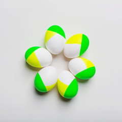 Six easter eggs on a white background