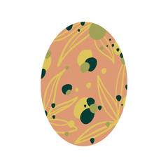 Obraz premium Easter egg with a pattern on isolated white background. Delicate, cute color palette. Happy easter. Greeting card design element and more. Digital hand drawing illustration. Stock vector illustration