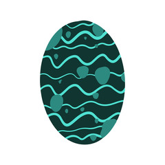 Easter egg with a pattern on isolated white background. Delicate, cute color palette. Happy easter. Greeting card design element and more. Digital hand drawing illustration. Stock vector illustration