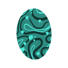 Easter egg with a pattern on isolated white background. Delicate, cute color palette. Happy easter. Greeting card design element and more. Digital hand drawing illustration. Stock vector illustration