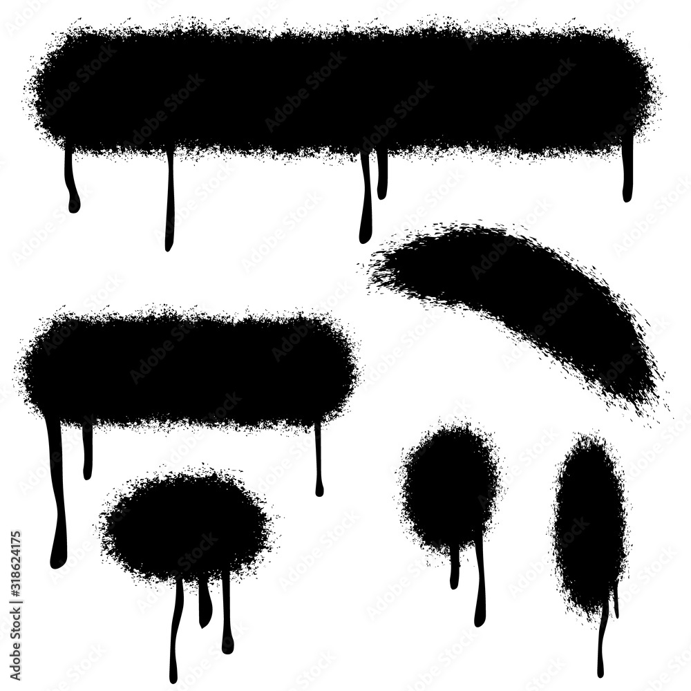 Poster black vector splatter background. spray paint abstract vector elements. lines and drips set