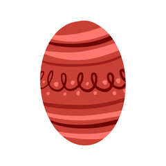 Easter egg with a pattern on isolated white background. Delicate, cute color palette. Happy easter. Greeting card design element and more. Digital hand drawing illustration. Stock vector illustration