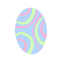 Easter egg with a pattern on isolated white background. Delicate, cute color palette. Happy easter. Greeting card design element and more. Digital hand drawing illustration. Stock vector illustration