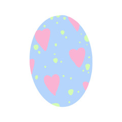 Easter egg with a pattern on isolated white background. Delicate, cute color palette. Happy easter. Greeting card design element and more. Digital hand drawing illustration. Stock vector illustration