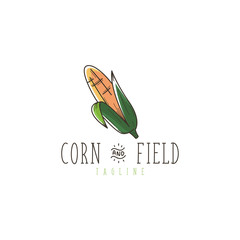 Corn logo concept with hand drawn style vector