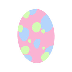 Easter egg with a pattern on isolated white background. Delicate, cute color palette. Happy easter. Greeting card design element and more. Digital hand drawing illustration. Stock vector illustration