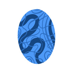 Easter egg with a pattern on isolated white background. Delicate, cute color palette. Happy easter. Greeting card design element and more. Digital hand drawing illustration. Stock vector illustration