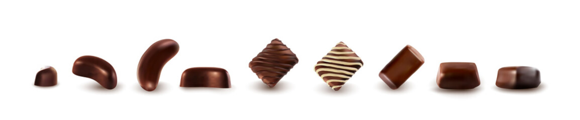 3d Vector Chocolates Collection Isolated on White Background