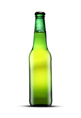 full green bottle with beer