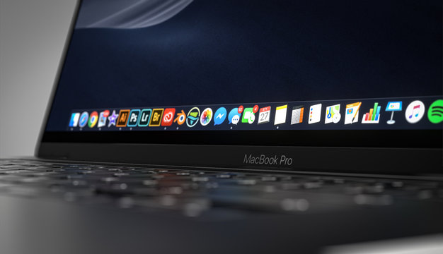 Brand new Apple Macbook Pro 16 inch with touchbar. Focus on MacBook Pro logo