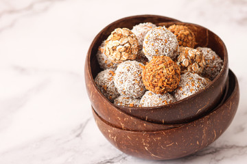 Raw vegan healthy dessert made from dates and nuts .Energy balls