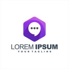 awesome hexagon chat logo design