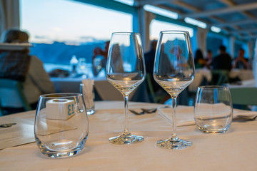 Set of glasses on the table.