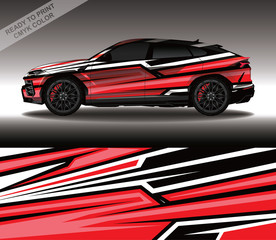 Obraz premium Car wrap decal design vector, custom livery race rally car vehicle sticker and tinting.