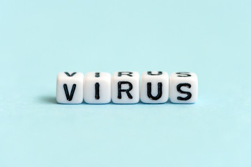 Virus word on blue background. Medical concept